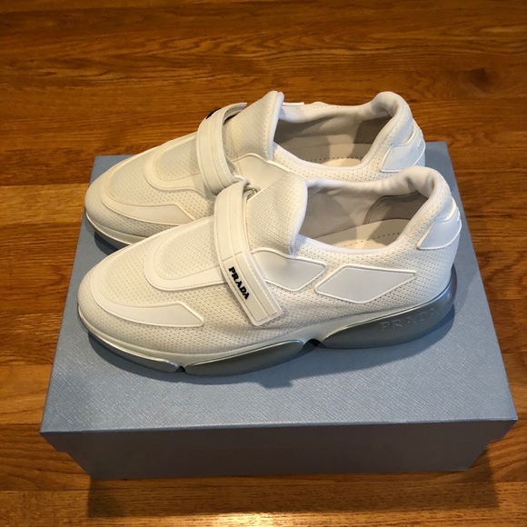 Prada White Tonal Sock Cloudbust Sneakers - Picture 7 of 9